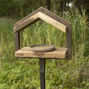 Vogelvoederhuisje L op paal, blank douglas