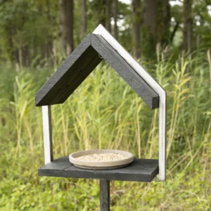 Vogelvoederhuisje M op paal, zwart