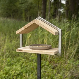 Vogelvoederhuisje S op paal, blank douglas
