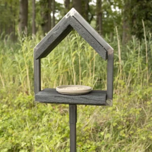 Vogelvoederhuisje XL op paal, zwart