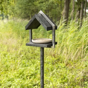 Vogelvoederhuisje XS op paal, zwart
